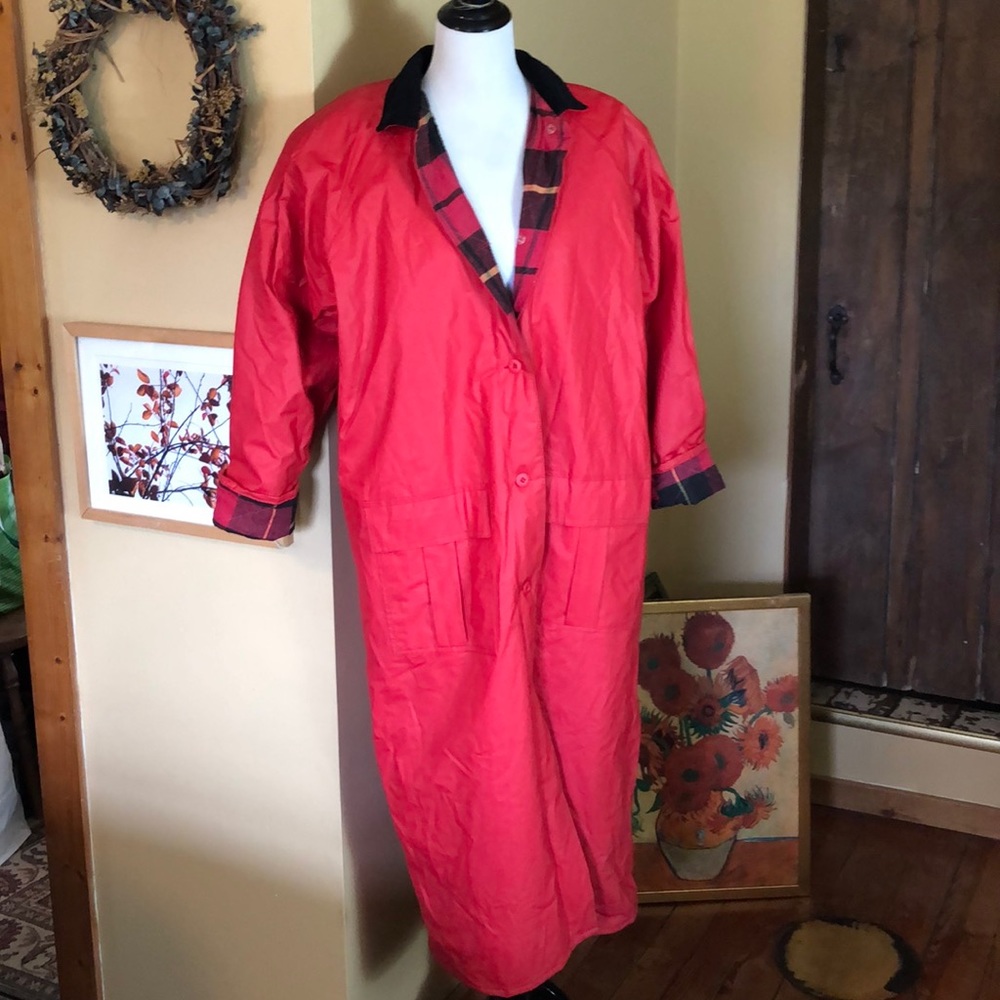 Vintage TALBOTS size Large Waterproof RAINCOAT Flannel Lined Classic Preppy